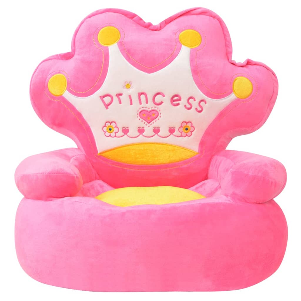 vidaXL Kinderstoel prinses pluche roze