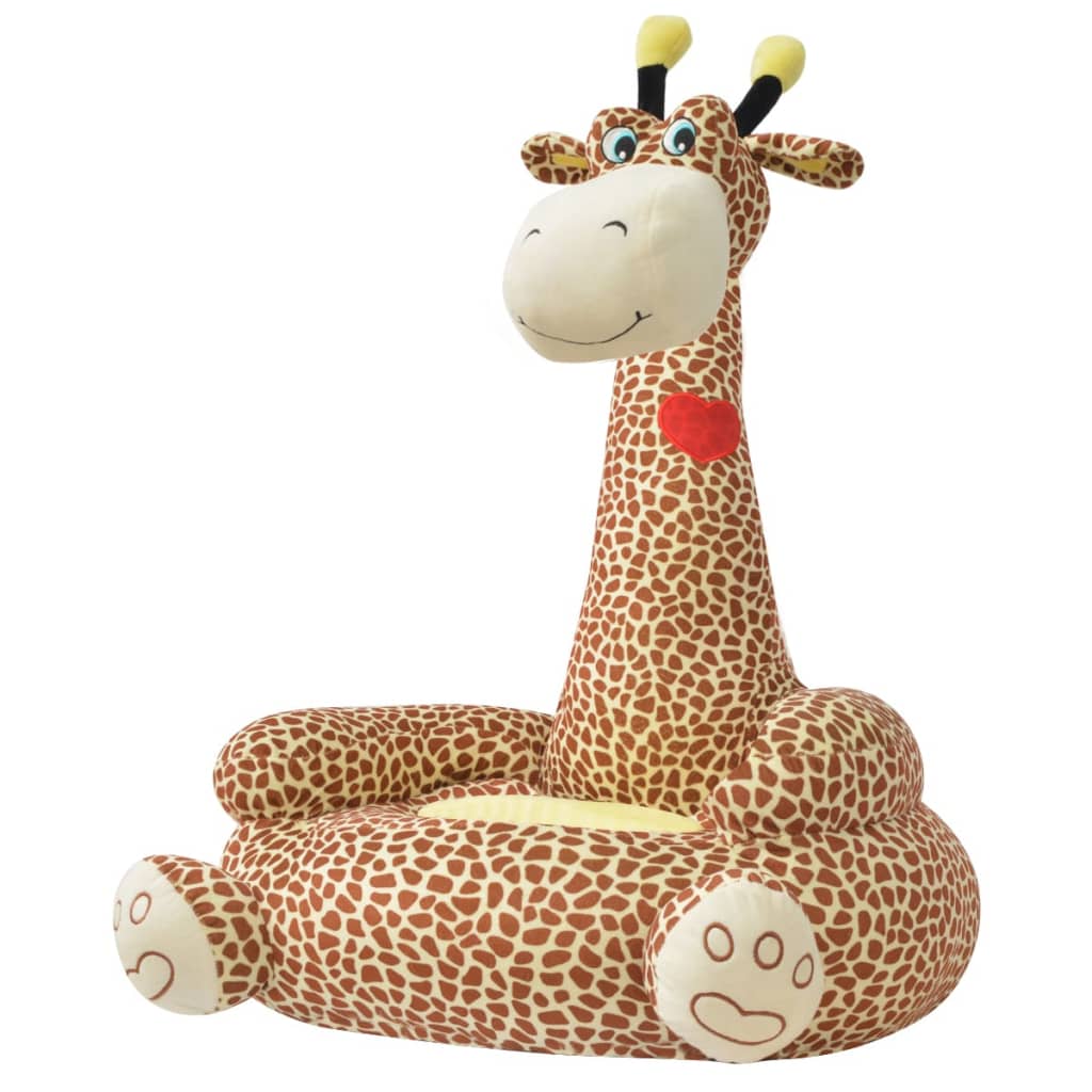 vidaXL Scaun din pluș pentru copii cu model girafă, maro vidaXL