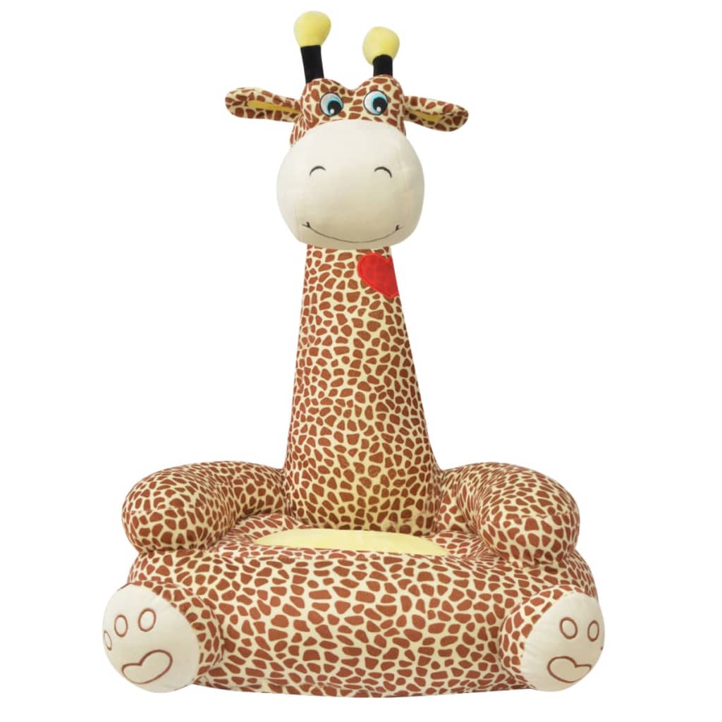 vidaXL Kinderstoel pluche giraffe bruin