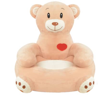 vidaXL Cadeira em pelúcia infantil, urso, castanho