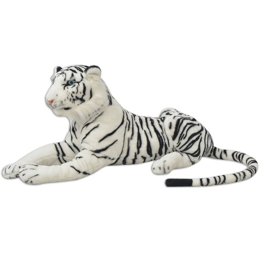 vidaXL Hračka plyšový tiger, biely, XXL