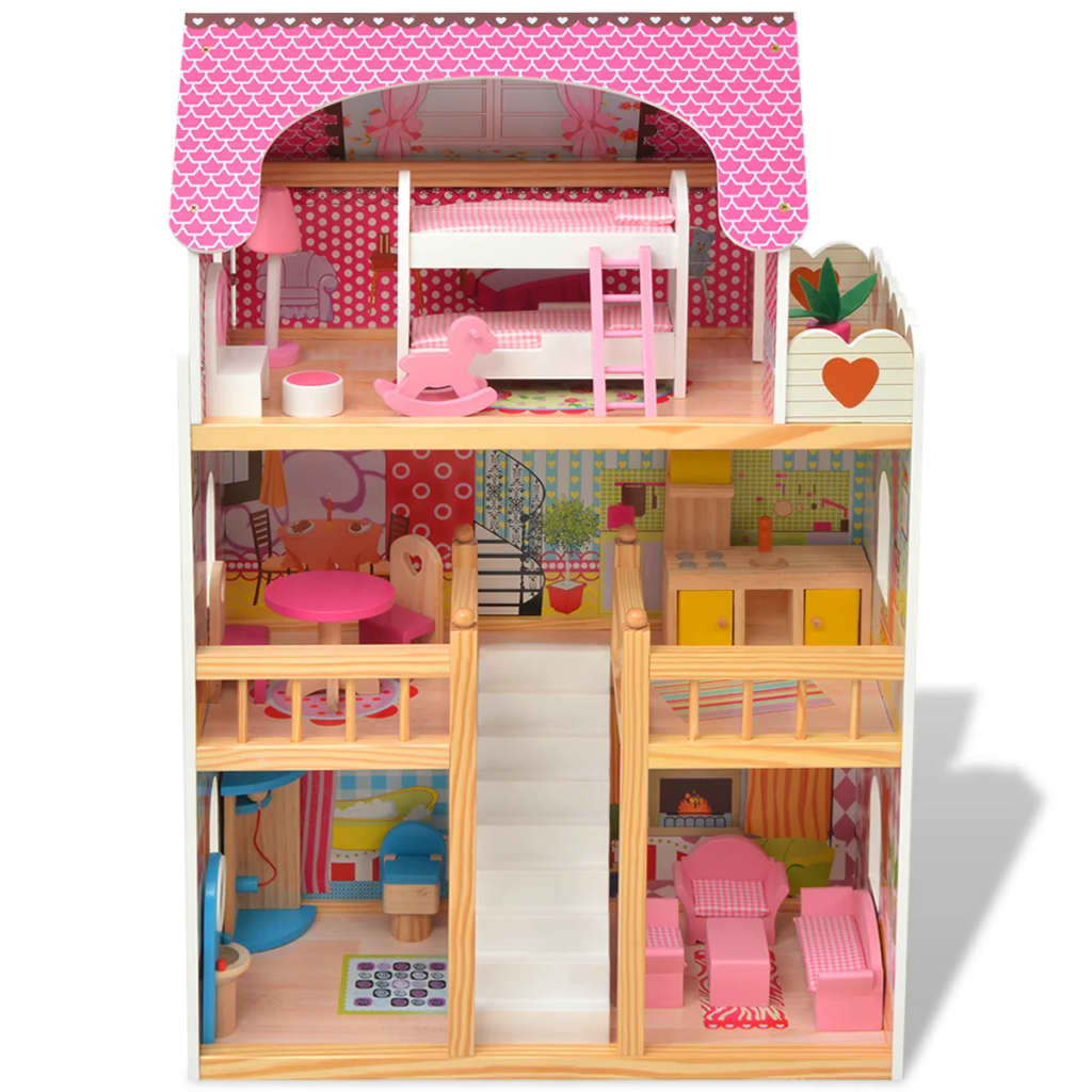 VidaXL - vidaXL Poppenhuis 3 verdiepingen 60x30x90 cm hout