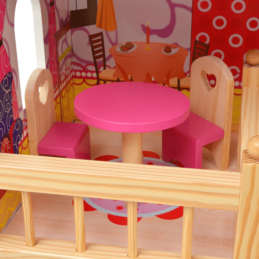  3-poschodový domček pre bábiky, drevený, 60x30x90 cm