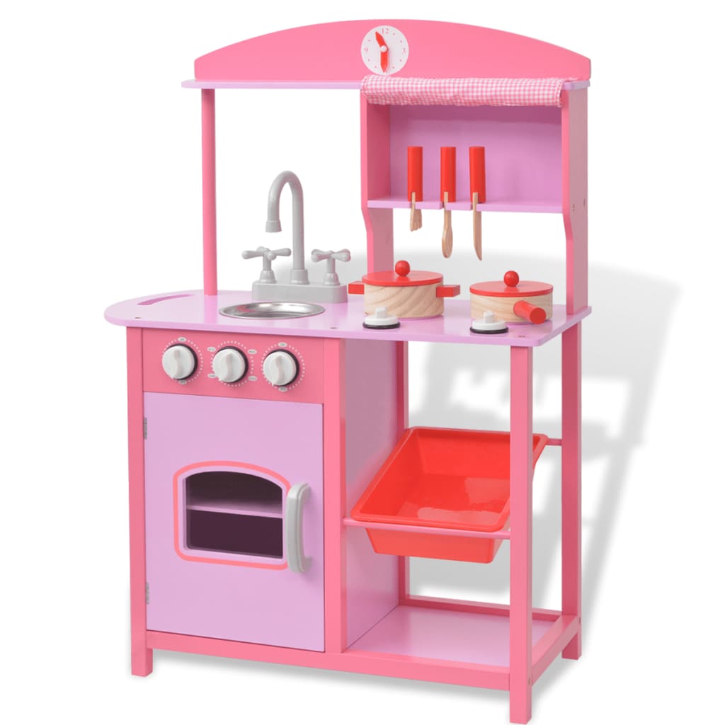 VIDAXL Speelgoedkeuken roze 60x27x83 cm hout online kopen