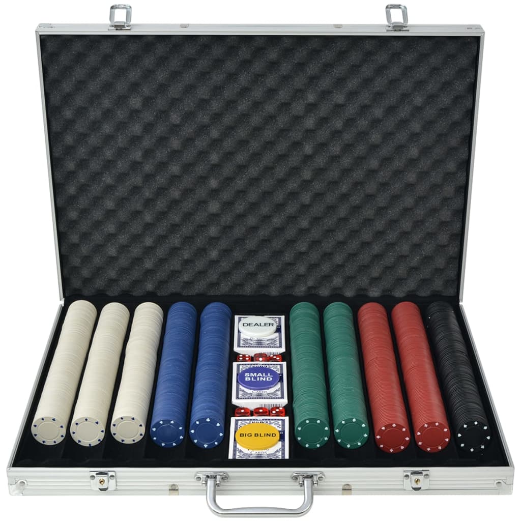 vidaXL Set de poker cu 1000 de jetoane din aluminiu