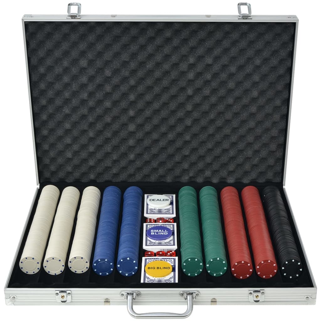 vidaXL Pokerset med 1000 marker aluminium 80181