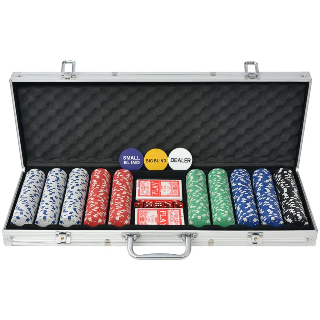 vidaXL Pokerisarja jossa 500 Pelimerkkiä Alumiini