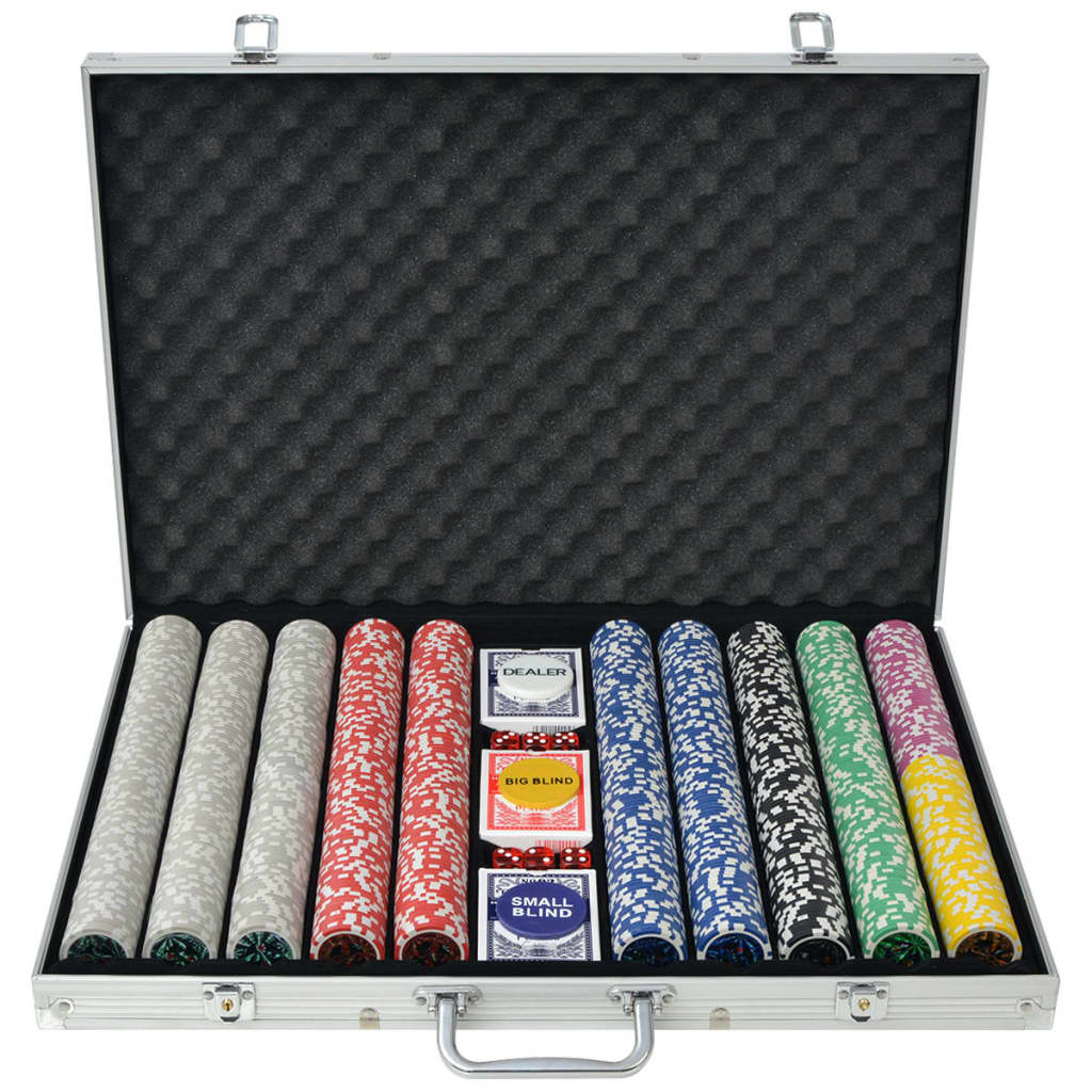 vidaXL Set de poker cu 1000 de jetoane cu laser din aluminiu vidaXL imagine 2022 1-1.ro