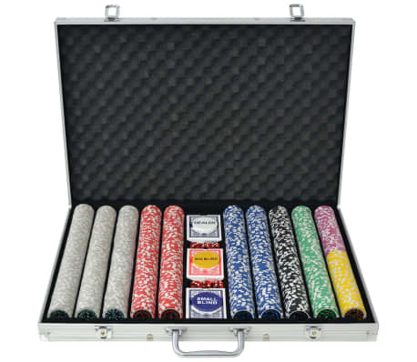 vidaXL Poker Set with 1000 Laser Chips Aluminium