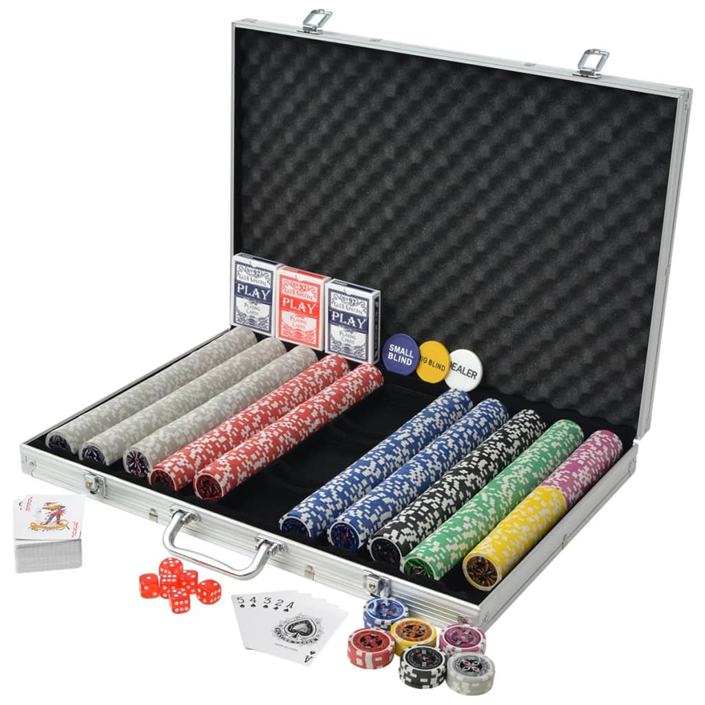 vidaXL Set de poker cu 1000 de jetoane cu laser din aluminiu