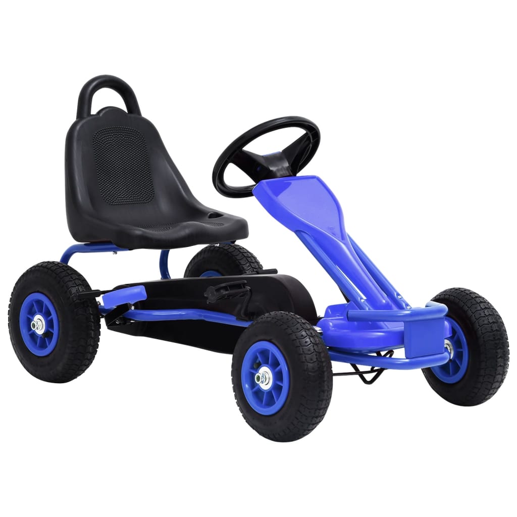 vidaXL Mașinuță kart cu pedale și roți pneumatice, albastru Albastru