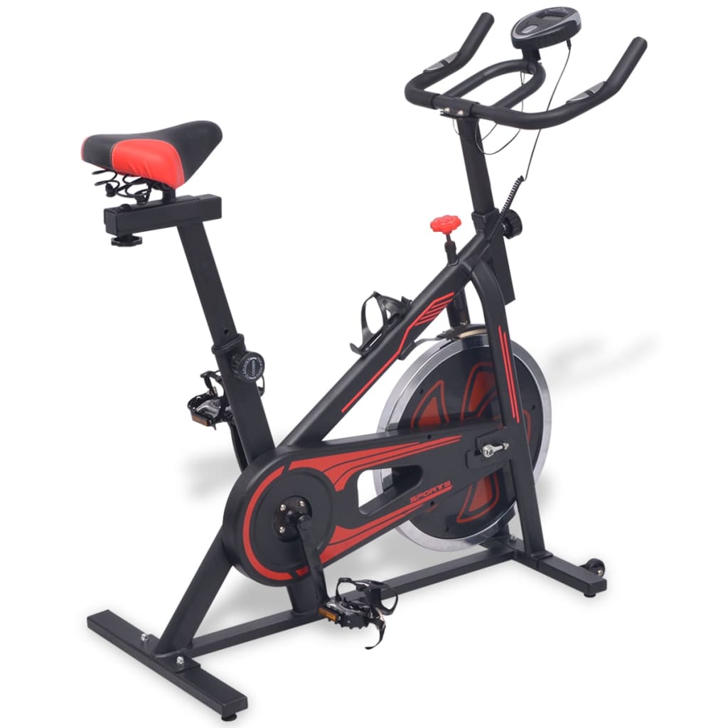 vidaXL Bicicleta fitness, centrifuga cu senzor puls, negru și rosu 