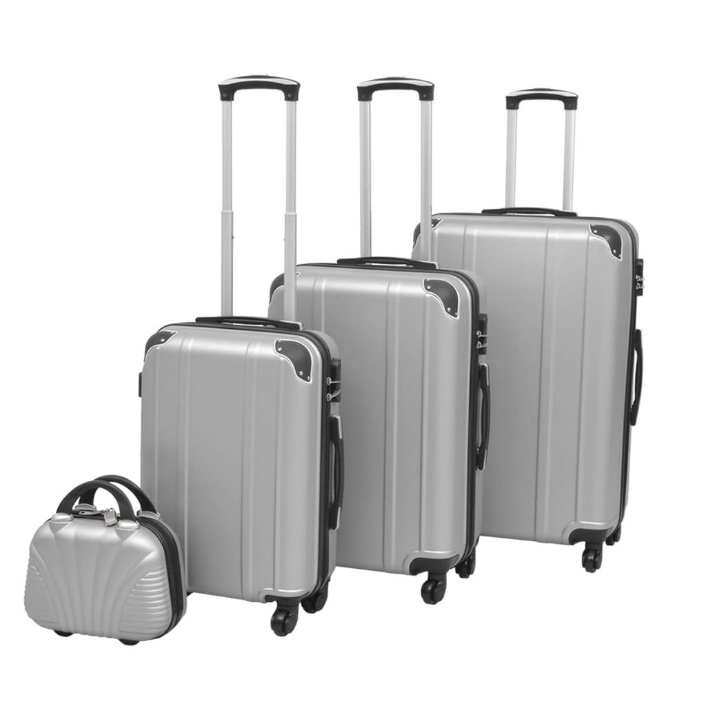 vidaXL Set de valize carcasă tare, argintiu, 4 buc. vidaXL
