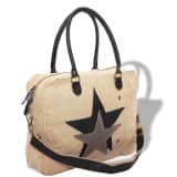 vidaXL Handtas canvas echt leder met ster beige