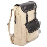 vidaXL Rucksack Canvas und Echtleder Beige