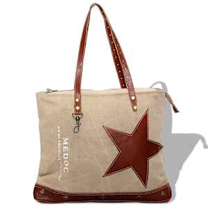 vidaXL Pirkinių krep&scaron;ys, drobė ir tikra oda, smėlio spalva