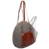 vidaXL Handtasche Canvas und Echtleder Grau
