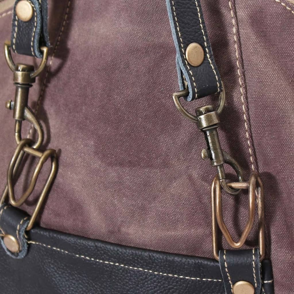 vidaXL håndtaske i kanvas og ægte læder brun