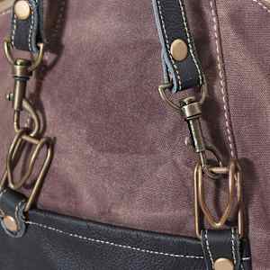 vidaXL Rankinė, drobė ir tikra oda, ruda