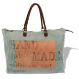 vidaXL Strandtasche Canvas und Echtleder Blau und Orange
