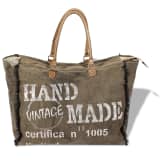 vidaXL Strandtasche Canvas und Echtleder Dunkelgrün
