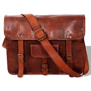 vidaXL Schultertasche Echtleder Braun f&uuml;r 15 Zoll Laptop