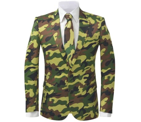 vidaXL Men's Two Piece Suit with Tie Camouflage Print Size 52