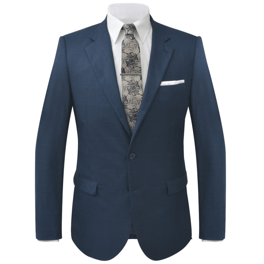 

vidaXL Tweedelig pak voor mannen ruitjesmotief blauw maat 50