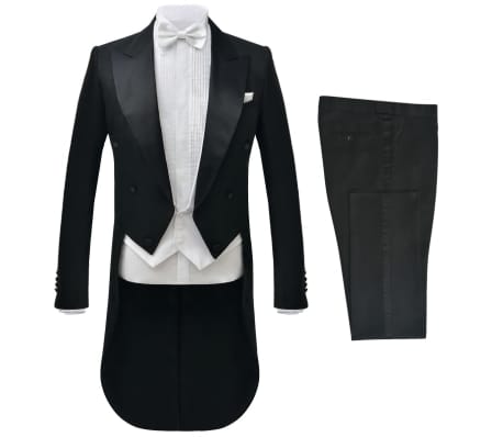 Détails Sur Vidaxl Tenue De Soirée Mariage 2 Pcs Nœud Blanc Pour Hommes Noir Taille 46 56