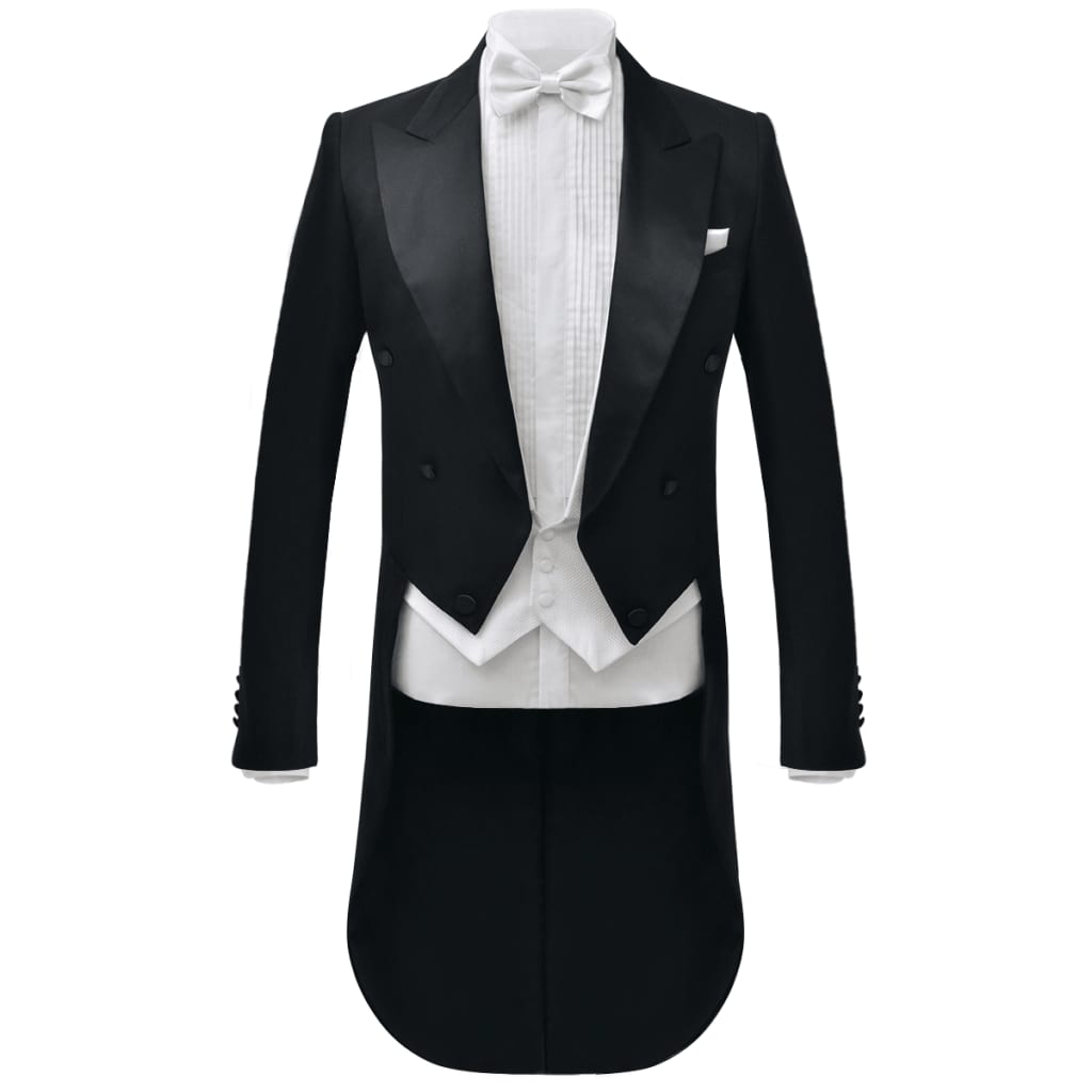 vidaXL Men’s Two Piece White Tie Dress Suit Black Size 46