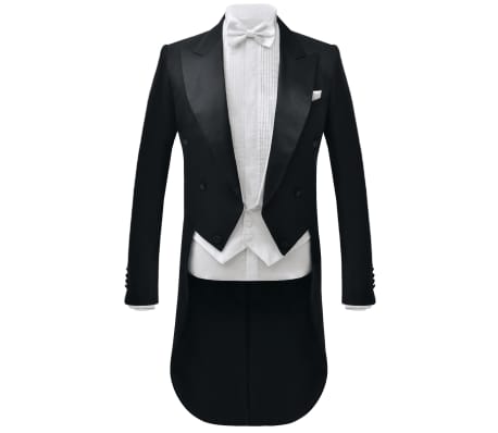 vidaXL Men’s Two Piece White Tie Dress Suit Black Size 46