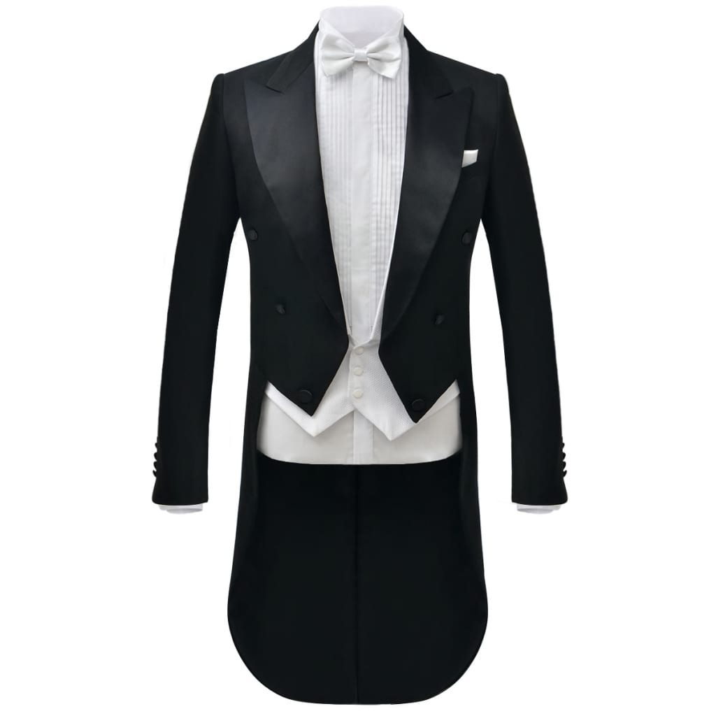 vidaXL Men’s Two Piece White Tie Dress Suit Black Size 50