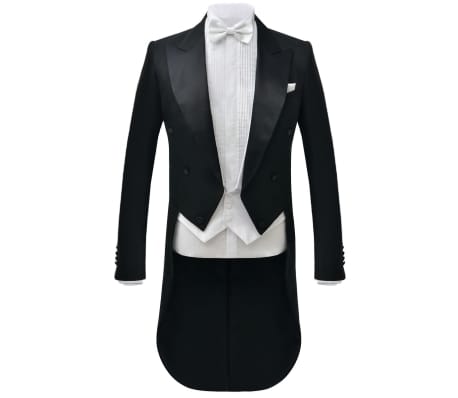 vidaXL Men’s Two Piece White Tie Dress Suit Black Size 50