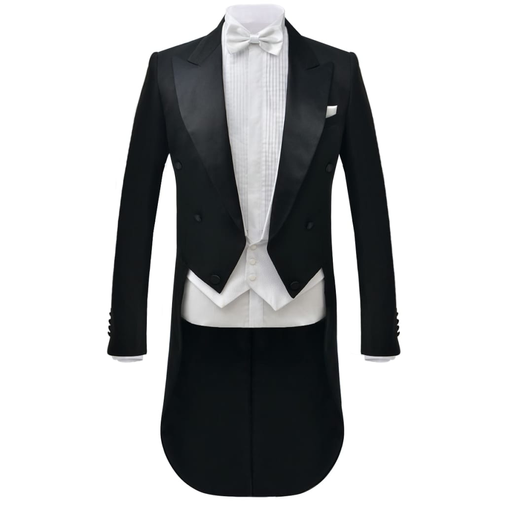 vidaXL Men’s Two Piece White Tie Dress Suit Black Size 54