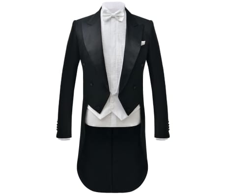vidaXL Men’s Two Piece White Tie Dress Suit Black Size 56