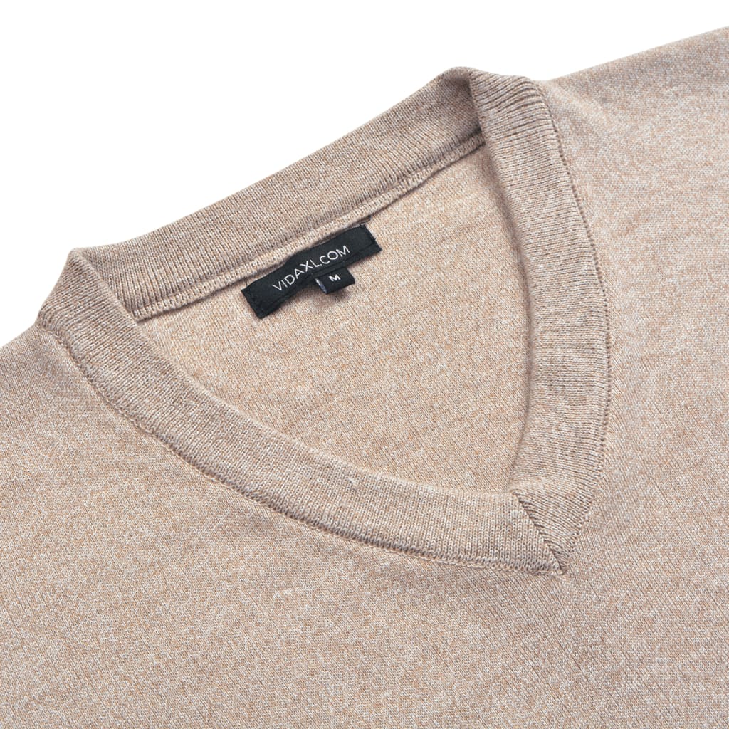 vidaXL Herren Pullover Sweater V-Ausschnitt Beige XL