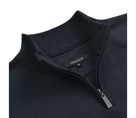vidaXL Men's Zip Pullover Sweater Navy L