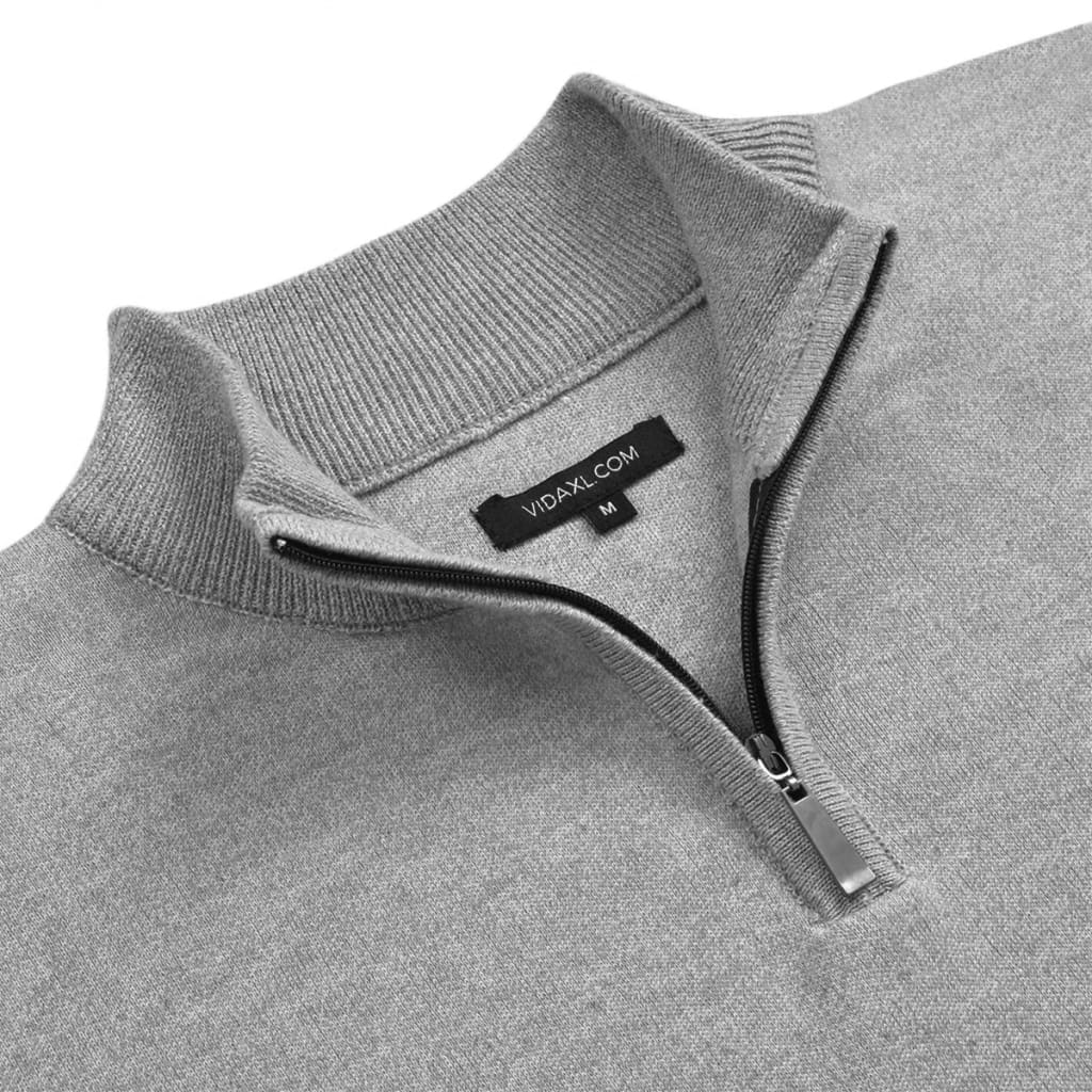 vidaXL Herren Pullover Sweater mit Reißverschluss Grau XL