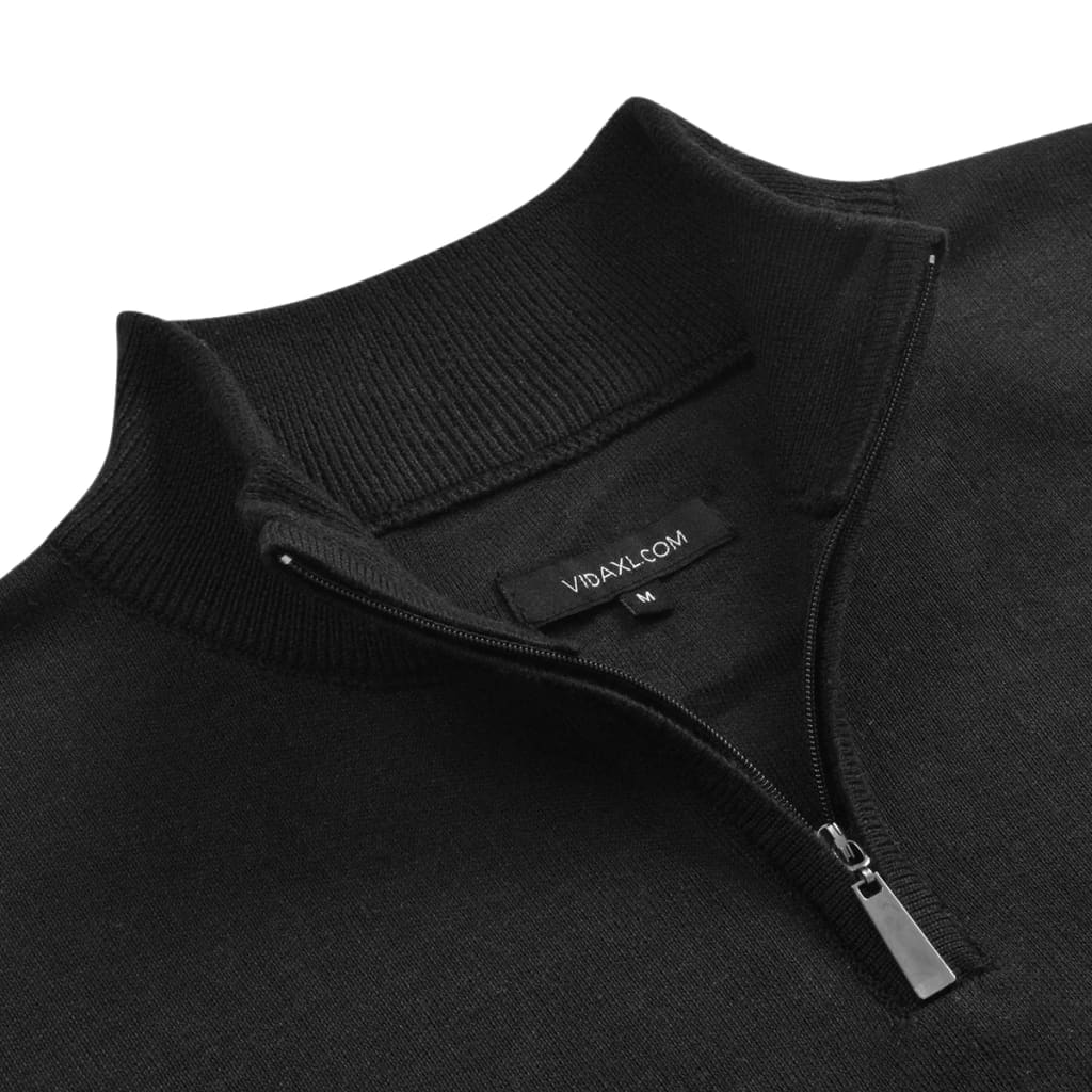 vidaXL Men's Zip Pullover Sweater Black XL