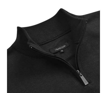 vidaXL Herren Pullover Sweater mit Reißverschluss Schwarz XL