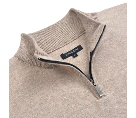 vidaXL Men's Zip Pullover Sweater Beige L
