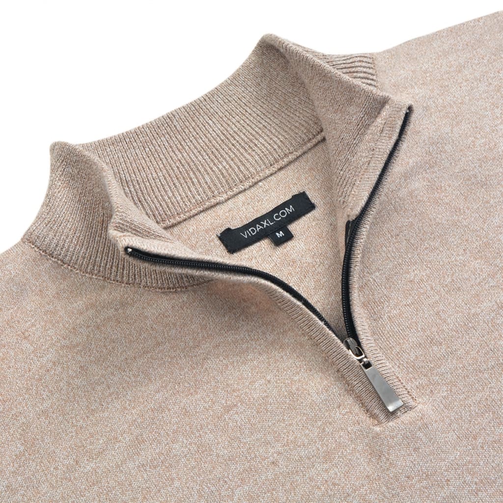 vidaXL Herren Pullover Sweater mit Reißverschluss Beige XL