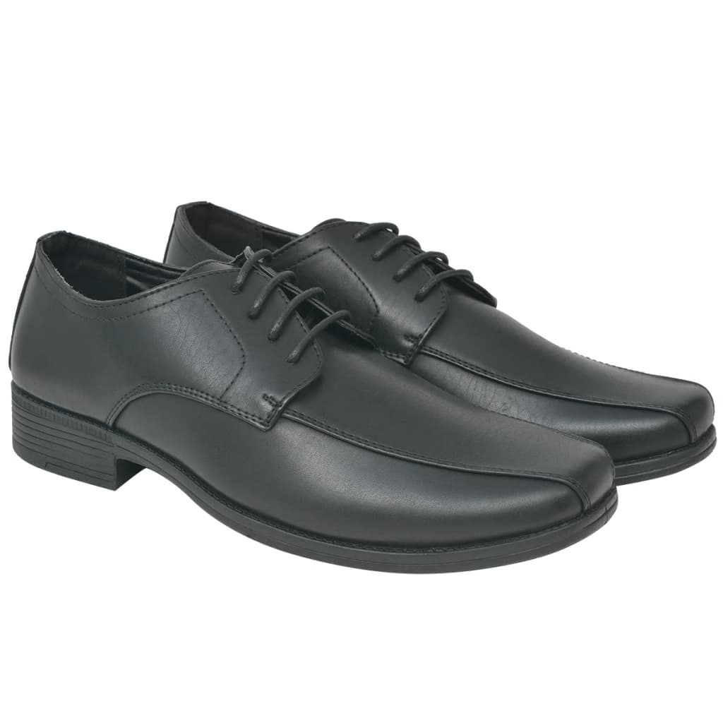 vidaXL Pantofi business bărbați, cu șiret, negru, mărime 40, piele PU imagine vidaxl.ro