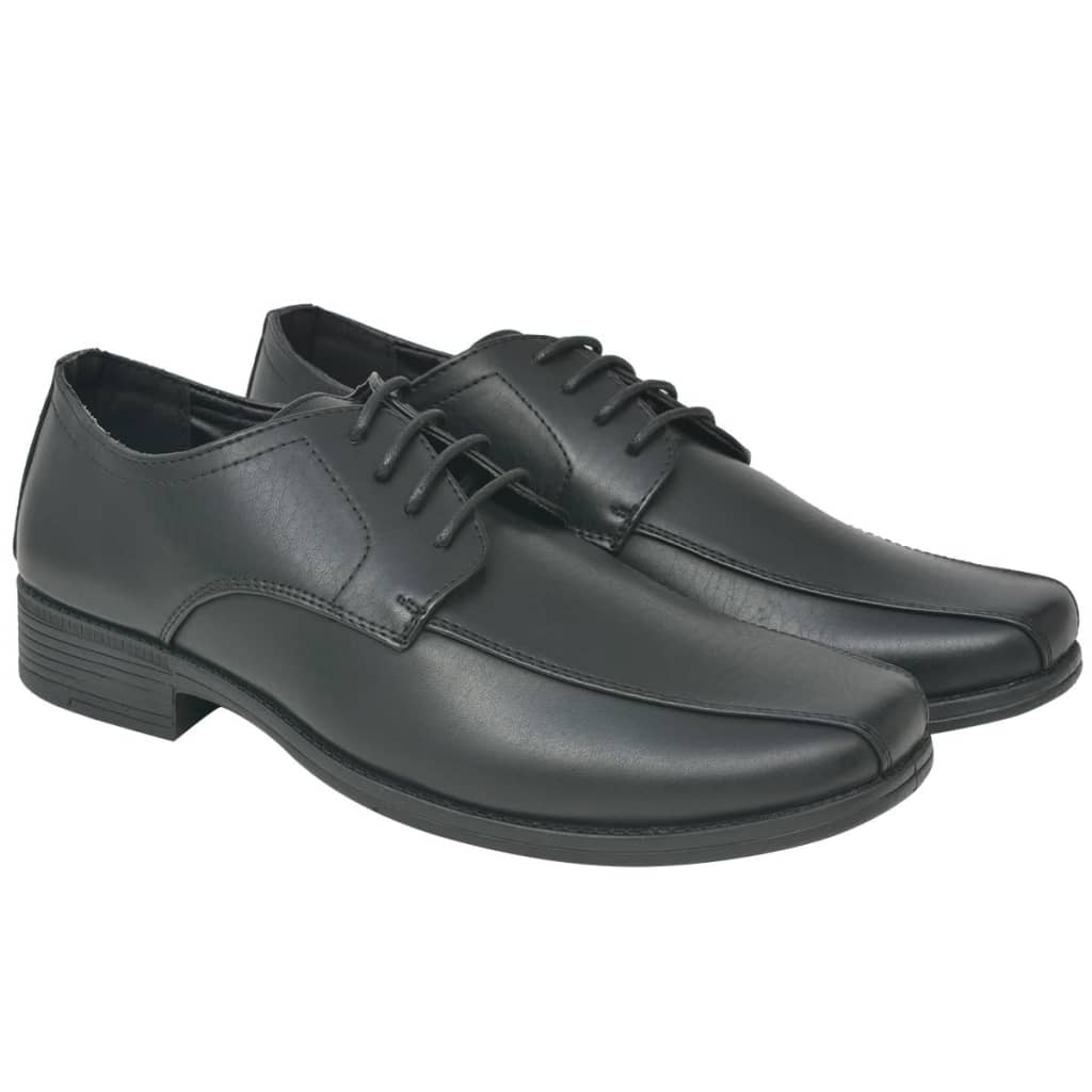 vidaXL Pantofi bărbătești cu șiret, piele PU, negru, mărimea 41 poza vidaxl.ro