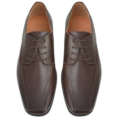 vidaXL Sapatos clássicos homem c/ atacadores tam. 41 couro PU castanho[3/5]