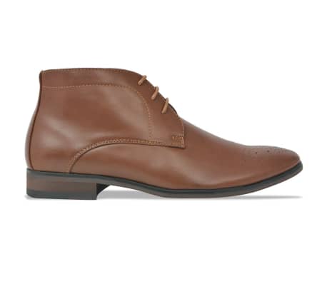 vidaXL Zapatos botines de hombre de cordones marrón T 45 cuero PU