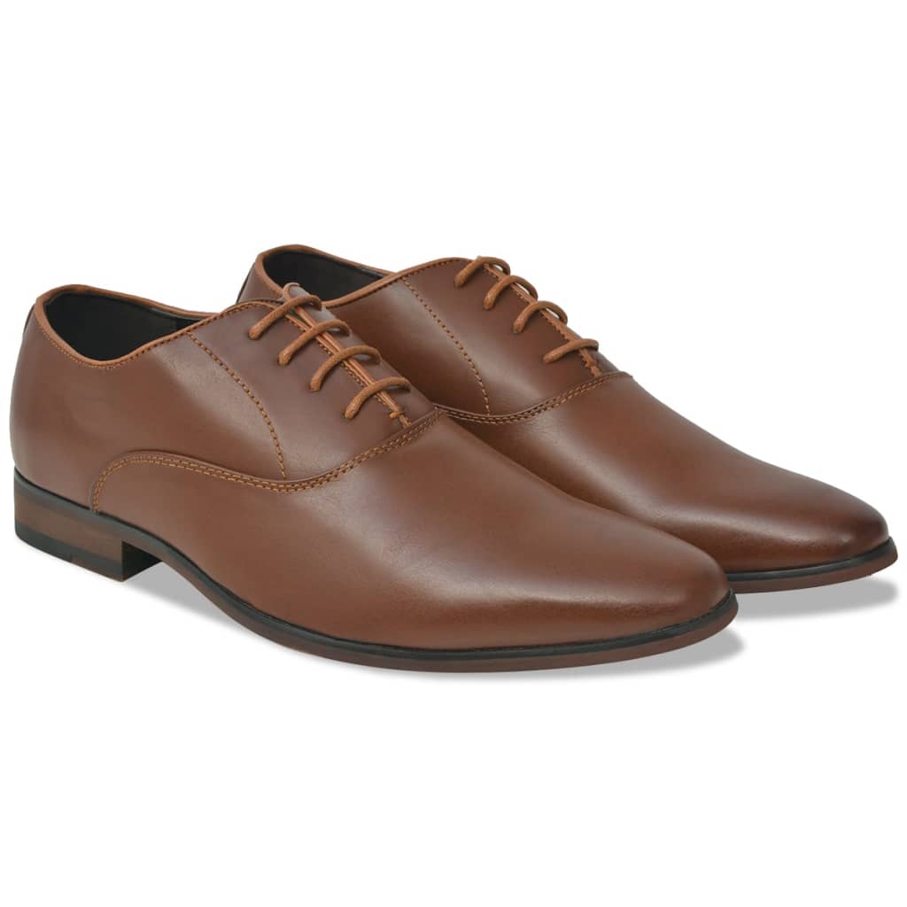 vidaXL Pantofi business cu șiret, bărbați, mărime 41, piele PU, maro imagine vidaxl.ro