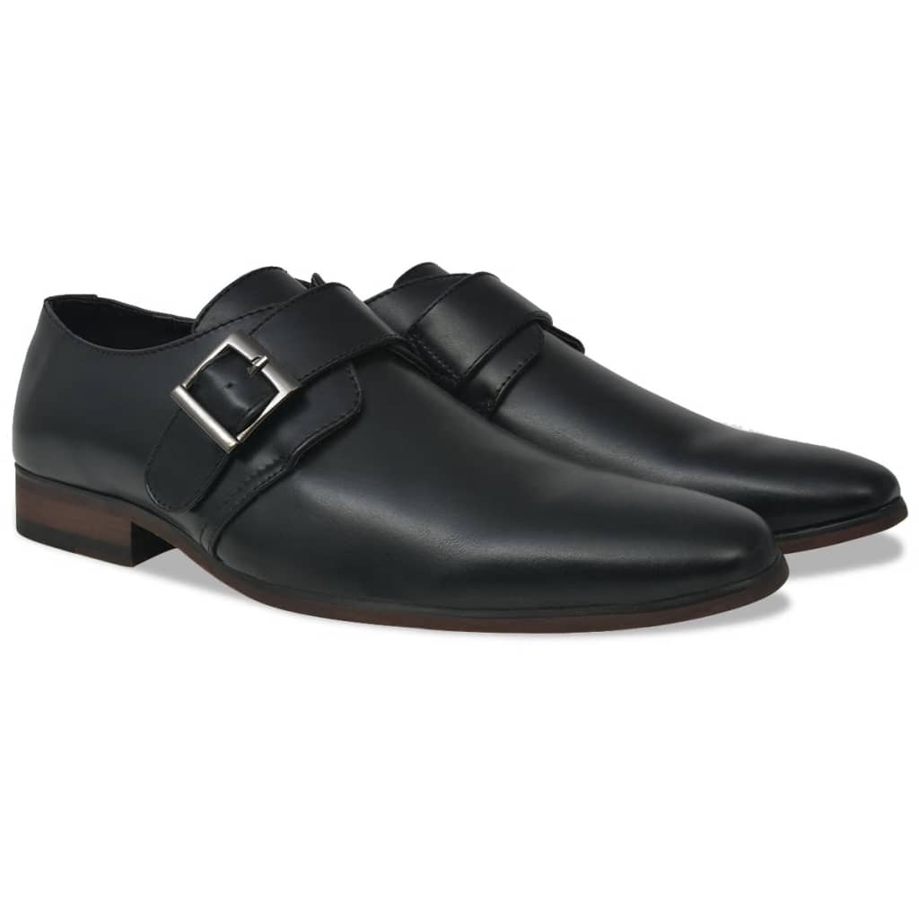 vidaXL Pantofi cu cataramă, bărbați, mărime 40, piele PU, negru imagine vidaxl.ro