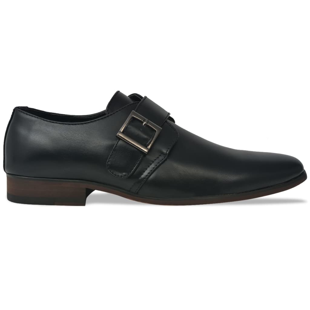 vidaXL Men's Monk Strap Shoes Black Size 6.5 PU Leather