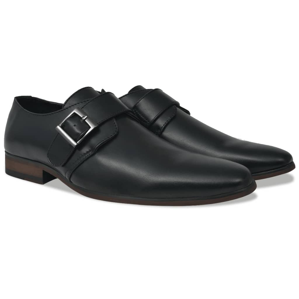 vidaXL Pantofi cu cataramă, bărbați, mărime 42, piele PU, negru vidaxl.ro